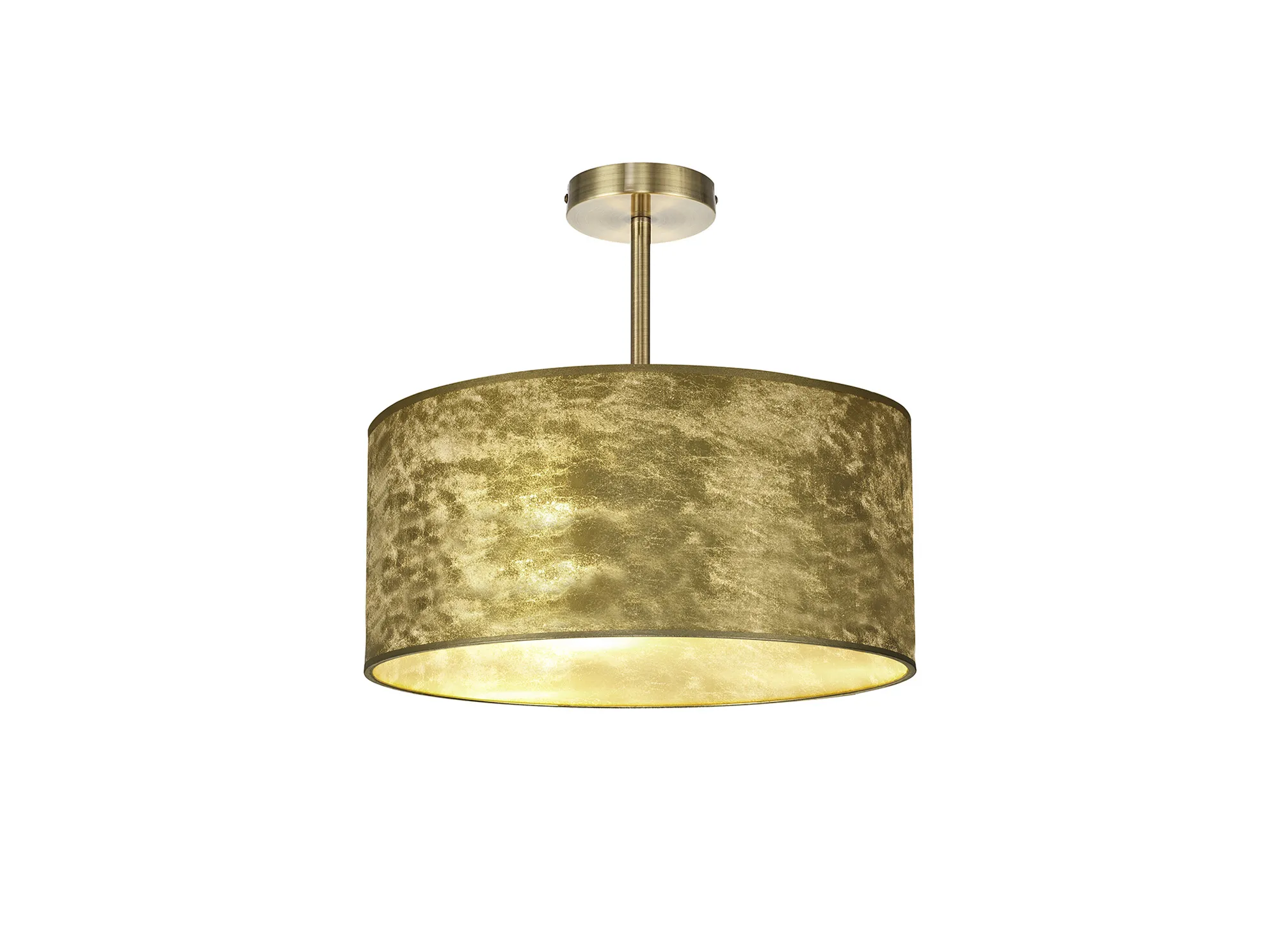 DK0823  Baymont 40cm Semi Flush 1 Light Antique Brass; Gold Leaf